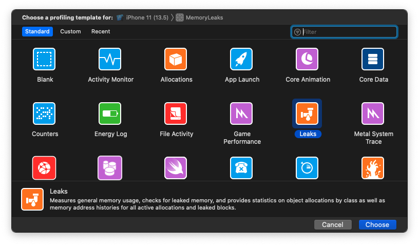 Instruments from Xcode